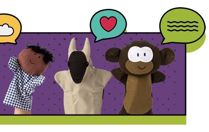 Fantoches usados nas aulas de socioemocional do programa Soul