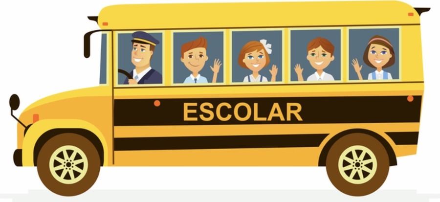 Ônibus escolar com crianças a caminho da escola